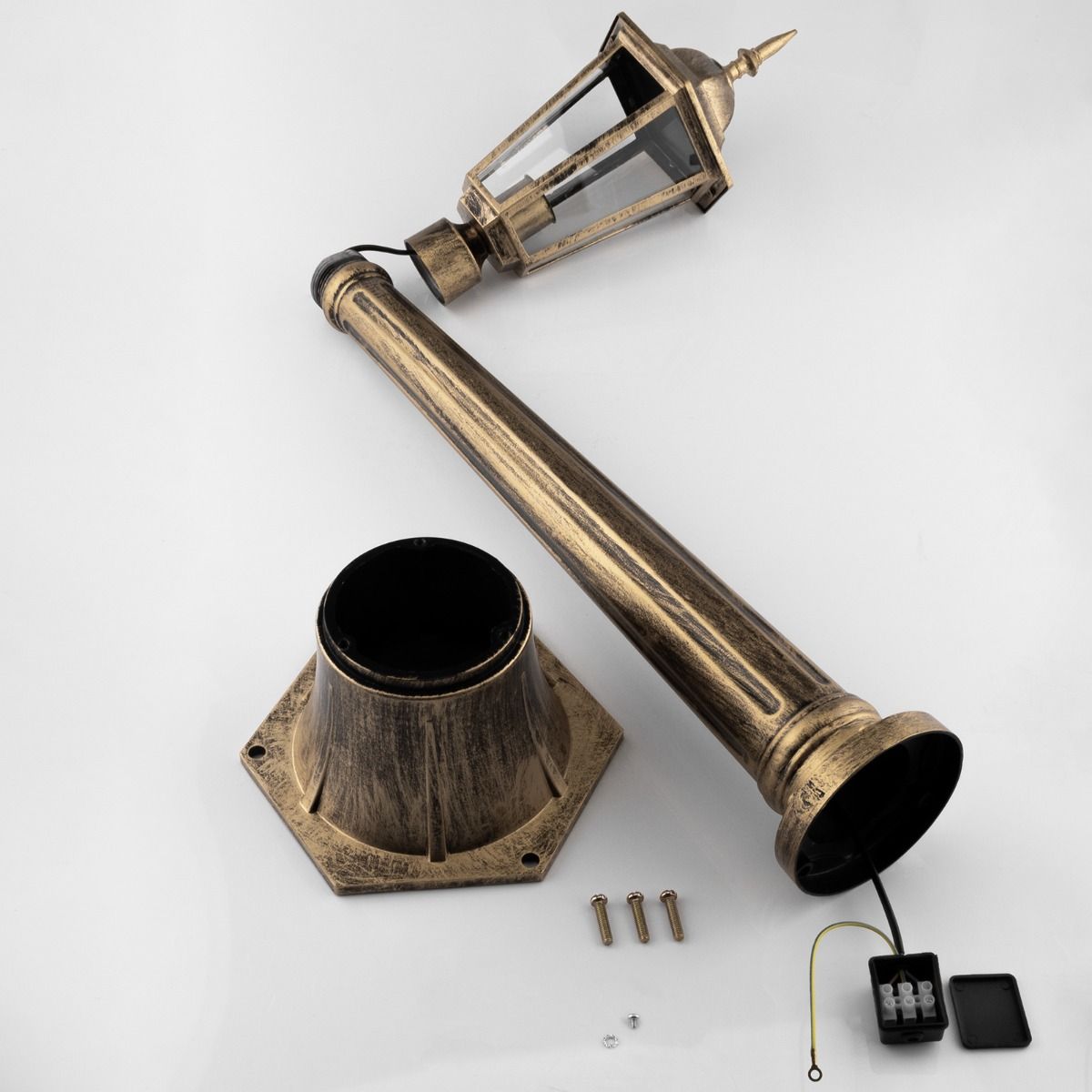 Havelampe – Lav udendørs lanterne på stang – 1 m høj – E27 – Patina