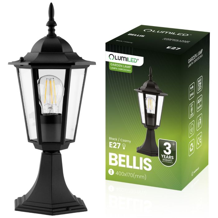 Udendørslampe – Havelanterne på stang – E27-fatning – 42 cm høj – sort