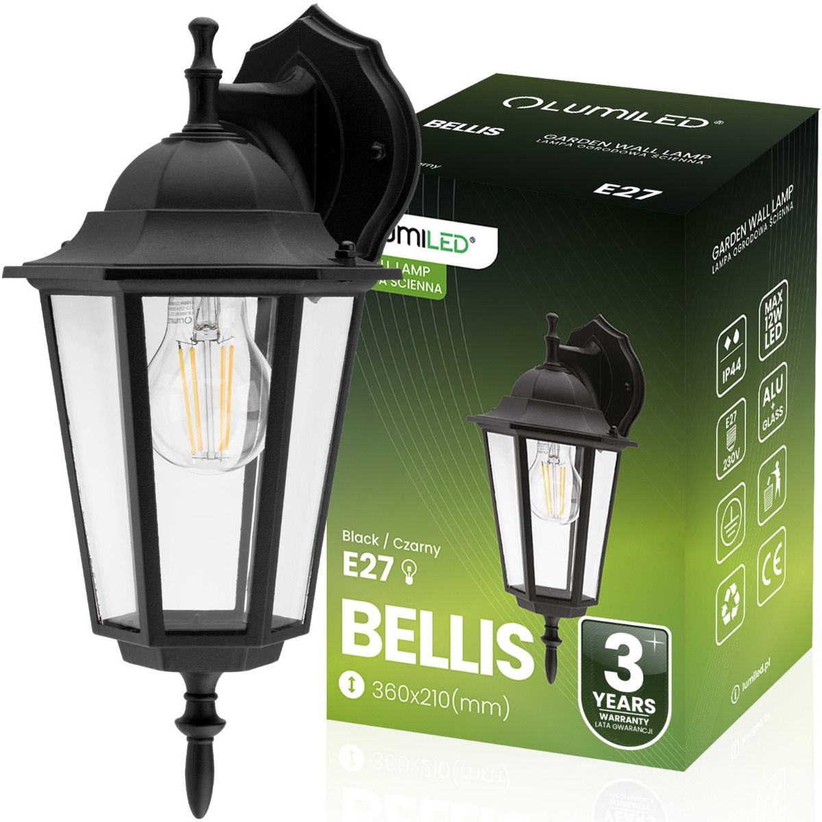 Udendørs væglampe Lantern – Facadebelysning med E27-fatning