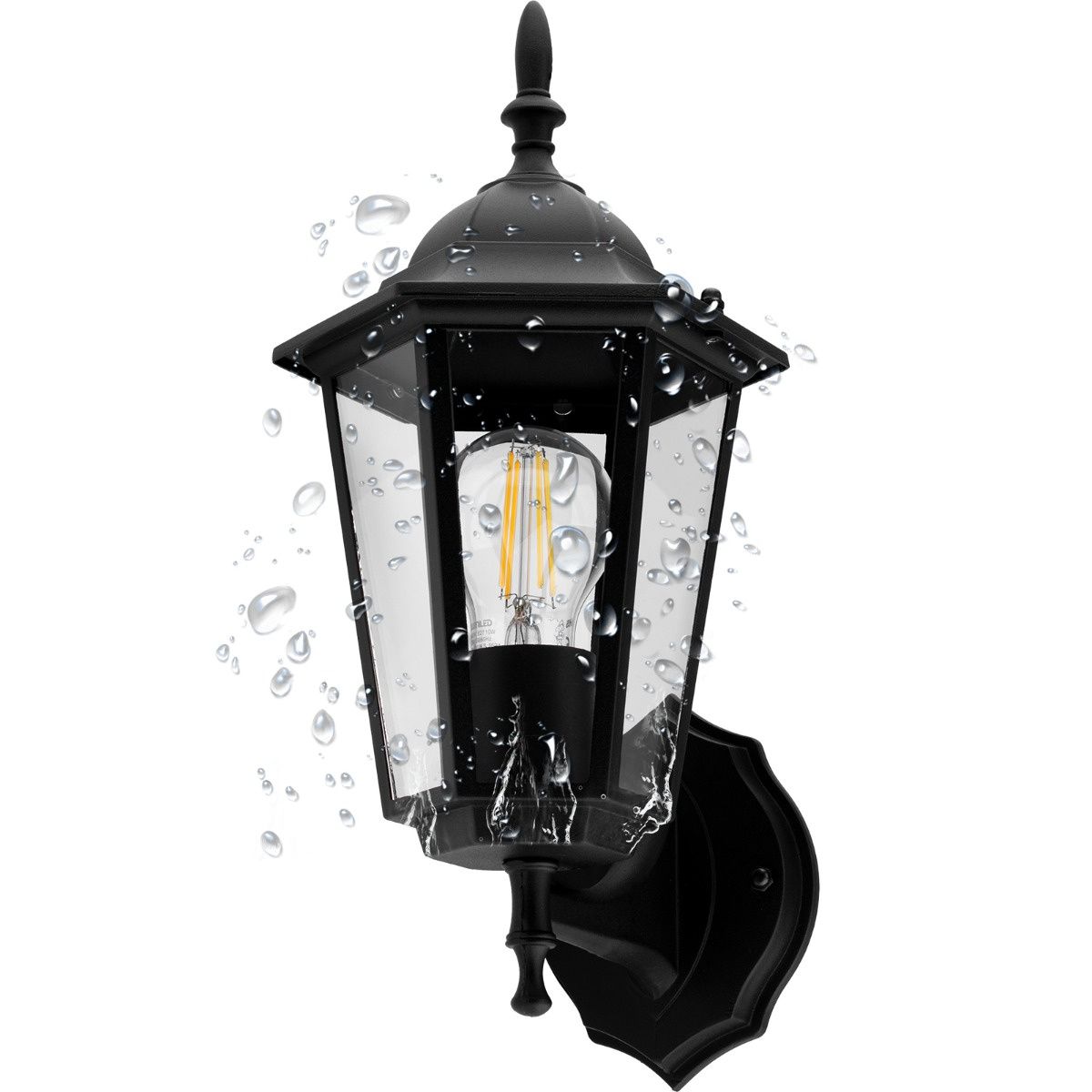 Klassisk udendørs facadelampe – sort, E27 væglanterne