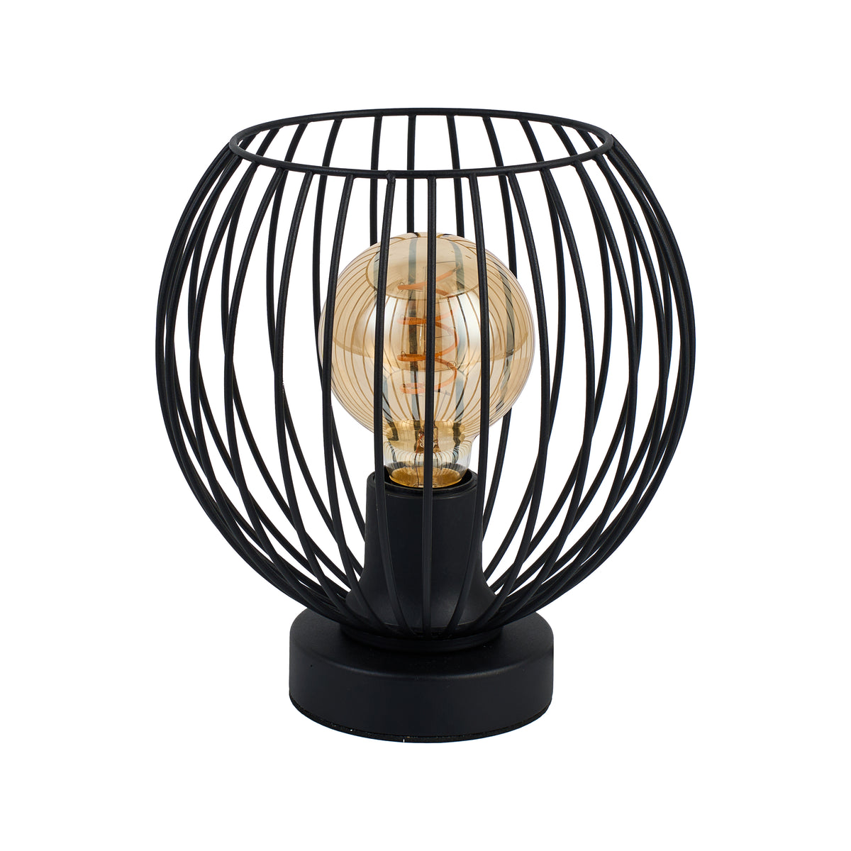 Bordlampe Tess - Sort med røgfarvet glas