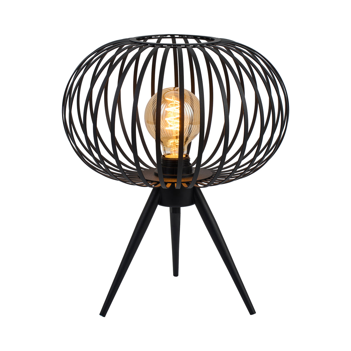Bordlampe Tess - Sort med røgfarvet glas