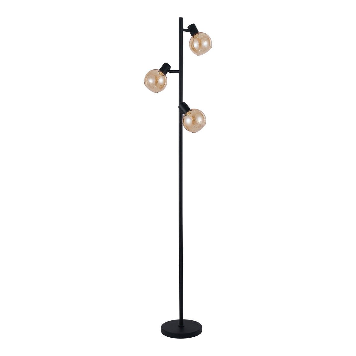 Gulvlampe Fleur - Sort med røgfarvet glas - 3 lys