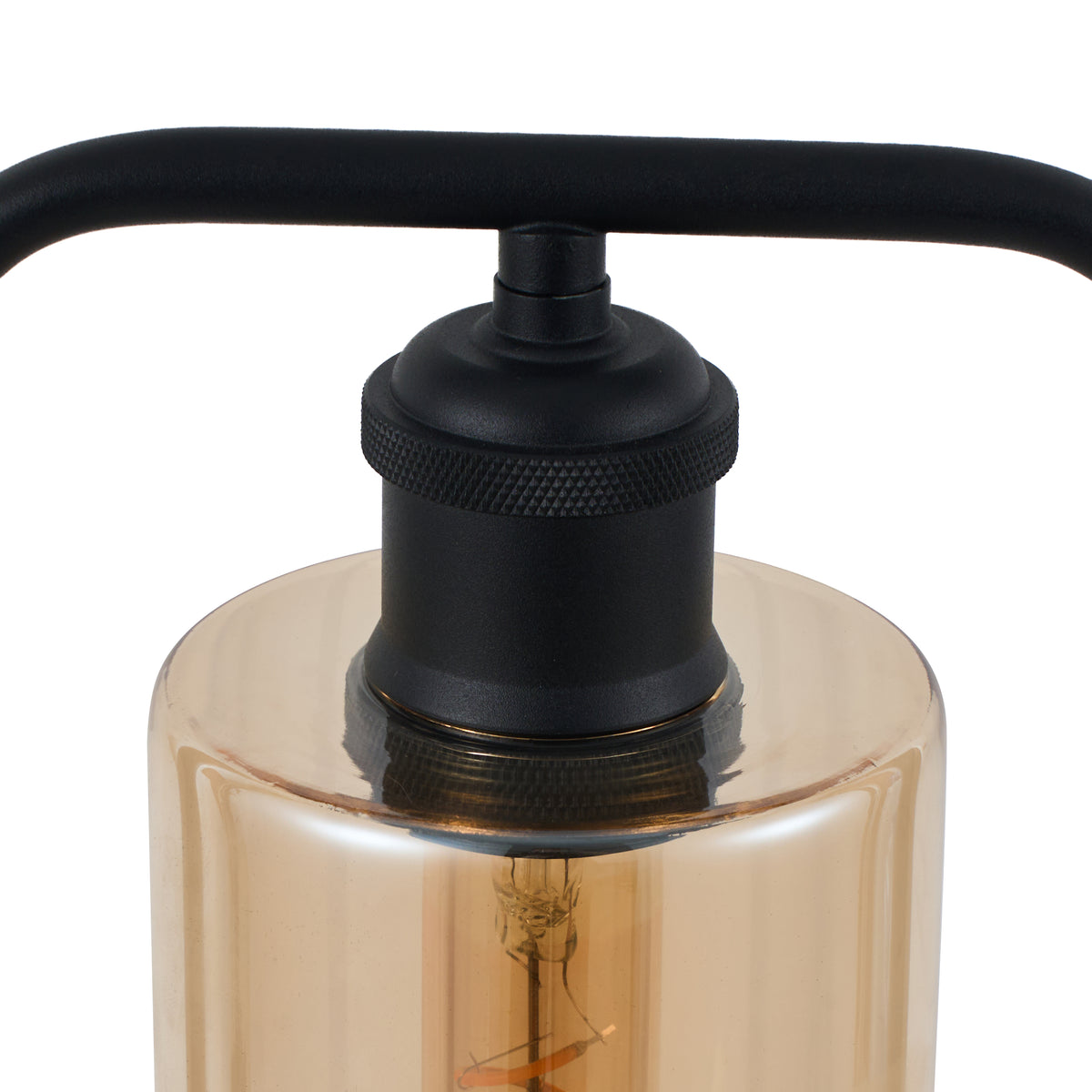 Bordlampe Tess - Sort med røgfarvet glas