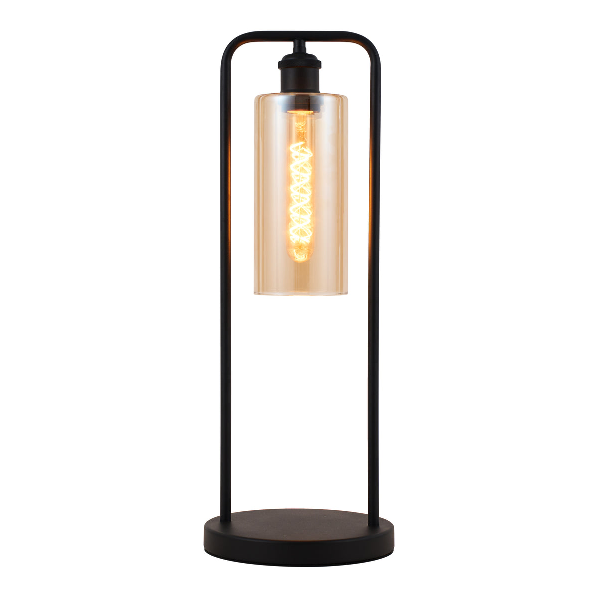 Bordlampe Tess - Sort med røgfarvet glas