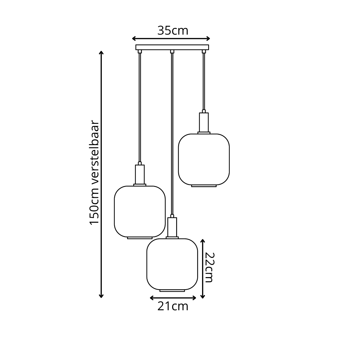 Pendellampe sort med messing og røgfarvet glas – 3 lyskilder - Aura Trio