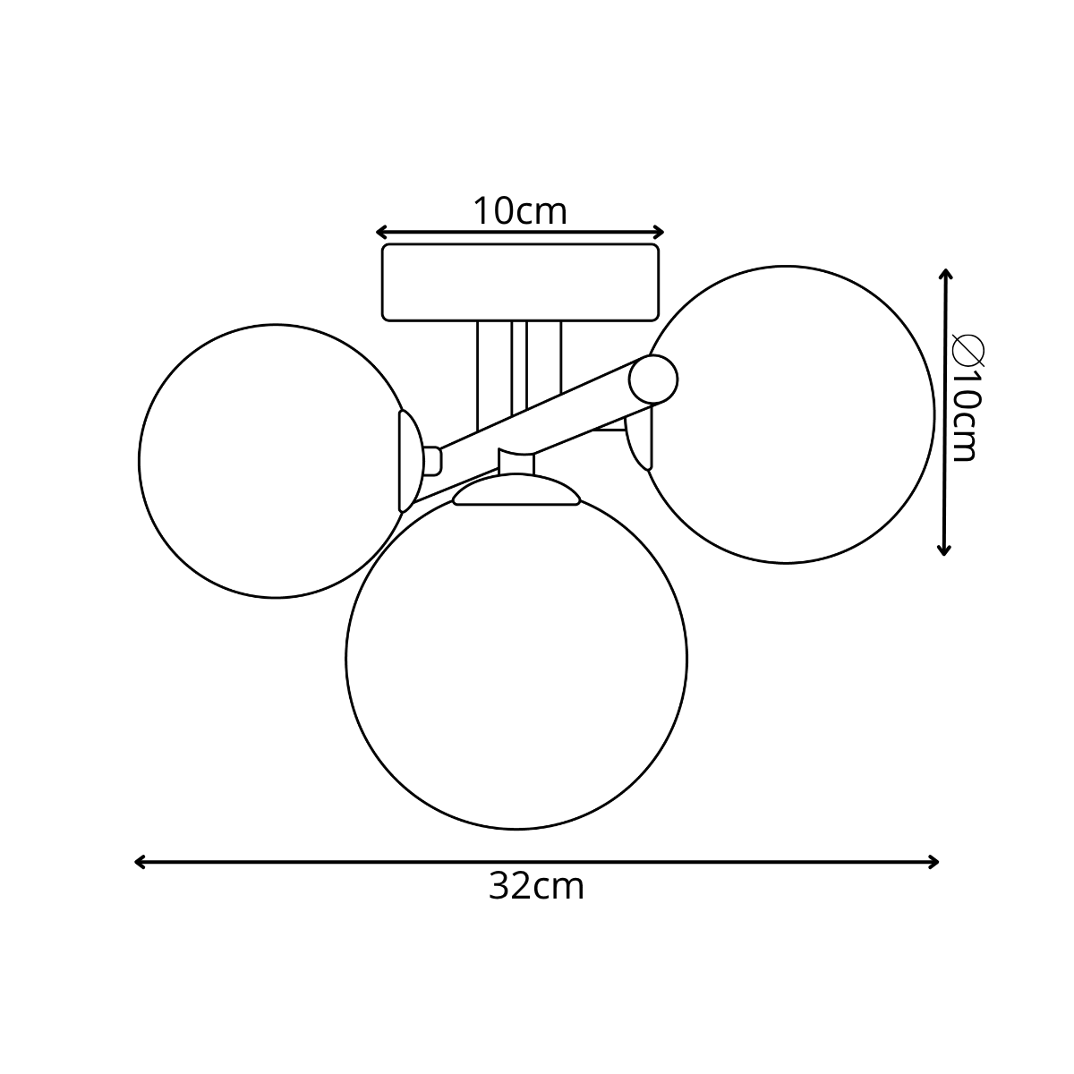 Guld loftslampe med 3 ravgule glaskugler