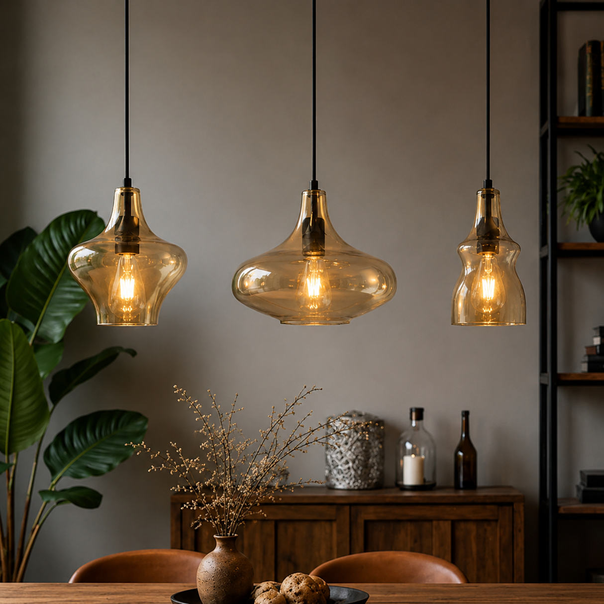 Hanglamp - 3 Lichts - Langwerpig - Eetkamer - Aurello amber