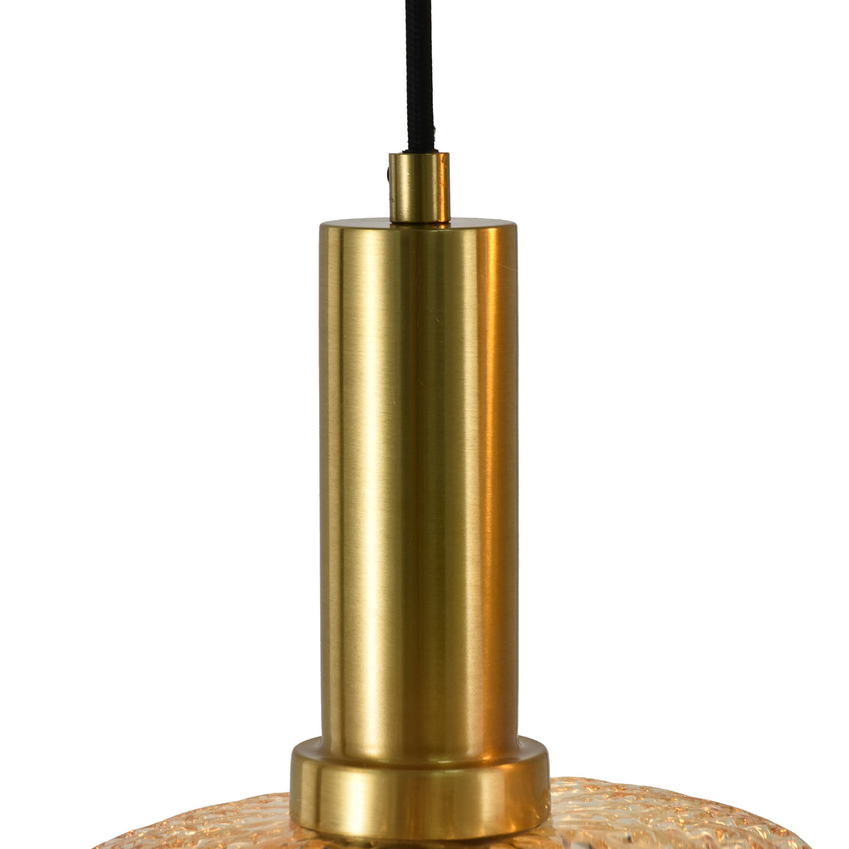 Pendellampe Sort med Messing og Ravfarvet Glas – 3 Lyskilder - Liva