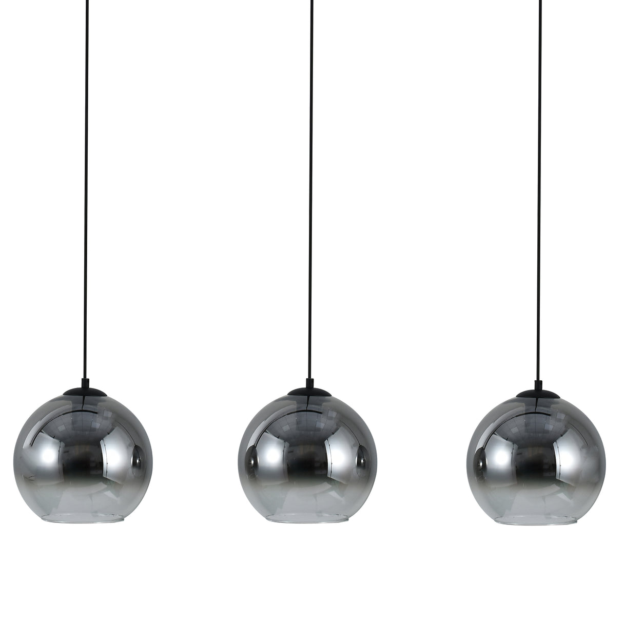 Sort pendellampe med falmet glas – 3 aflang lyskilder | Monari