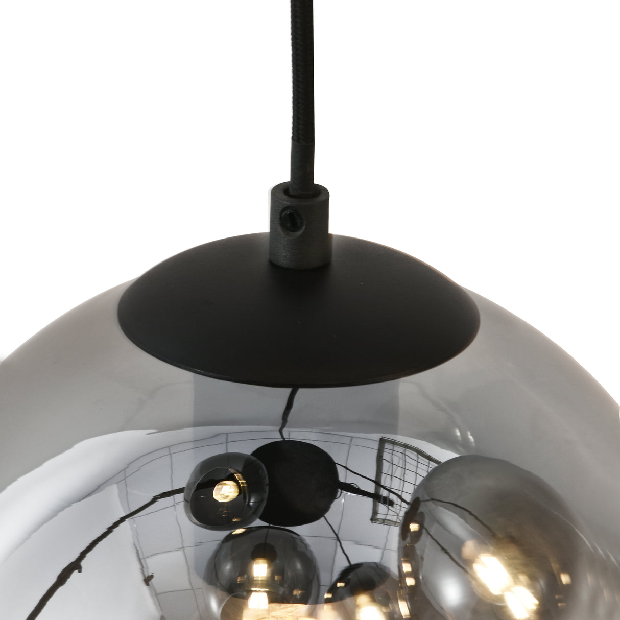 Marie pendellampe - Sort med falmet glas - 5 lyspunkter - Rund