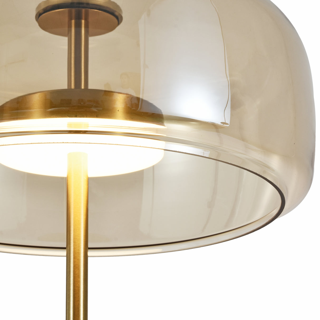 Lune bordlampe - Messing med ravfarvet glas - Integreret lyskilde