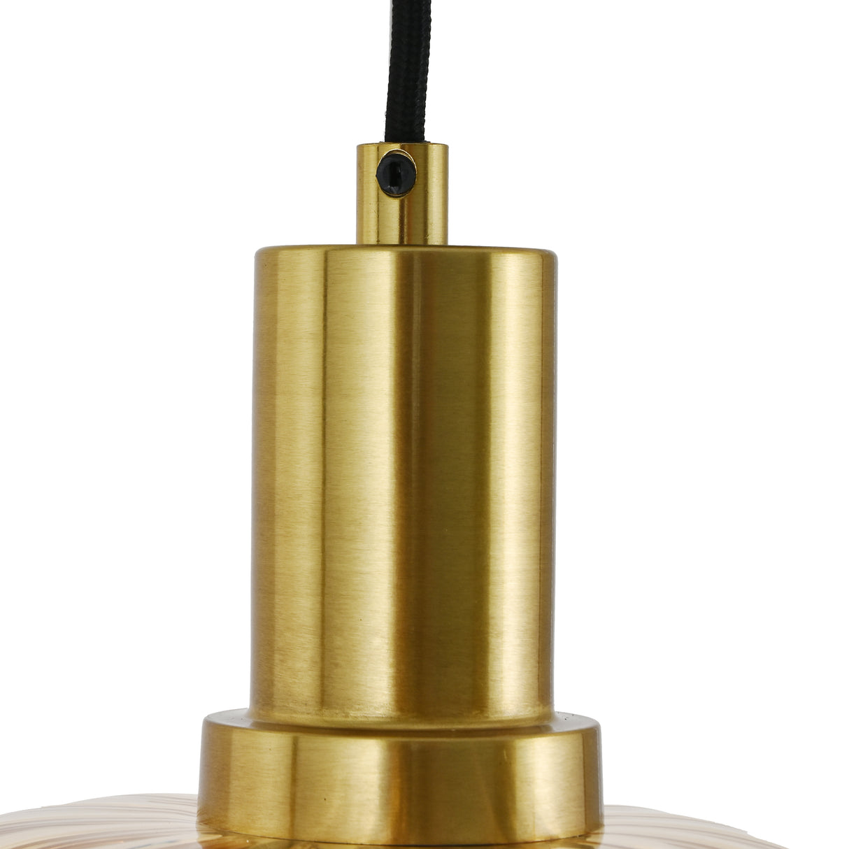 Pendellampe Sort med Messing og Ravfarvet Glas – 3 Lys - Nox