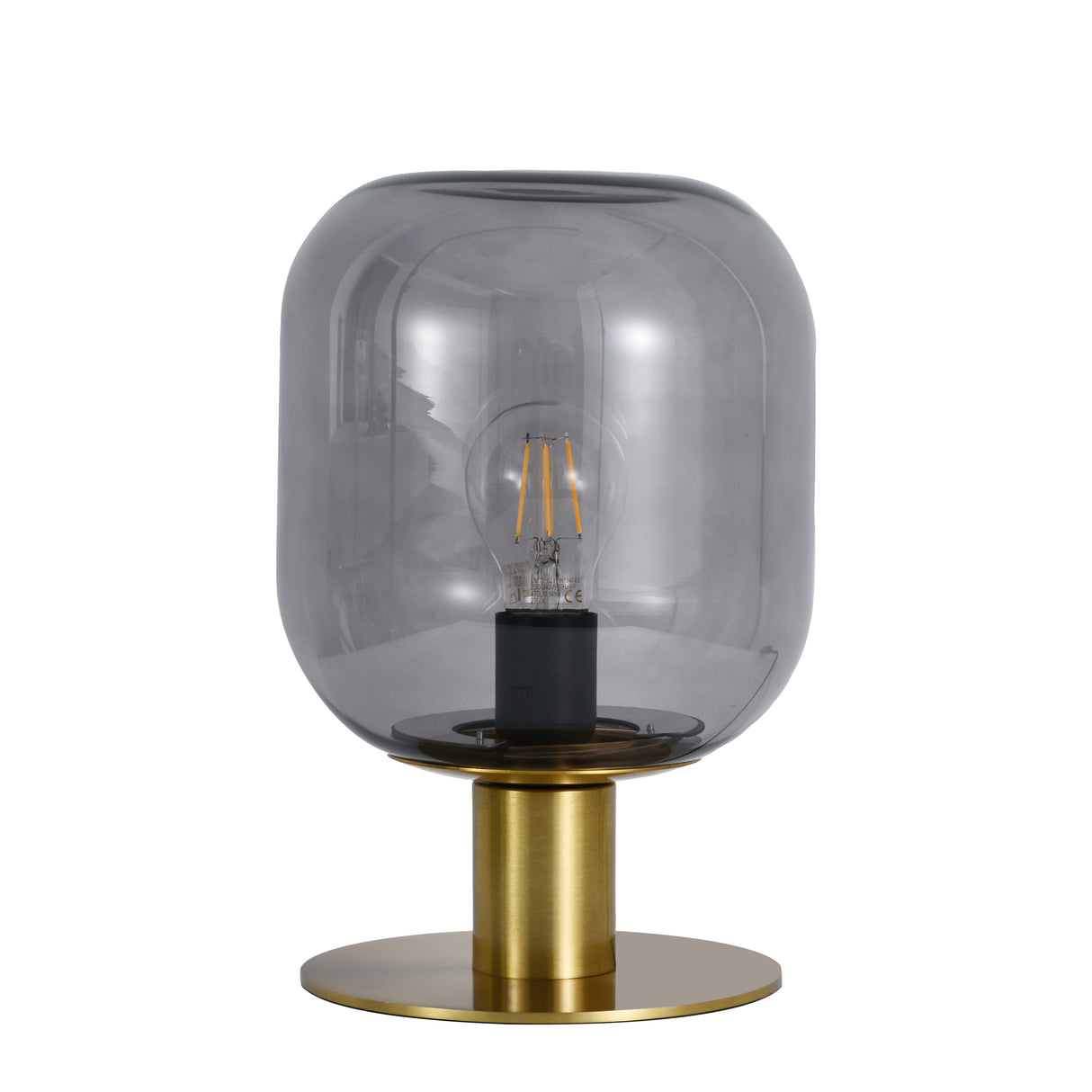 Laura bordlampe - Messing med røgfarvet glas