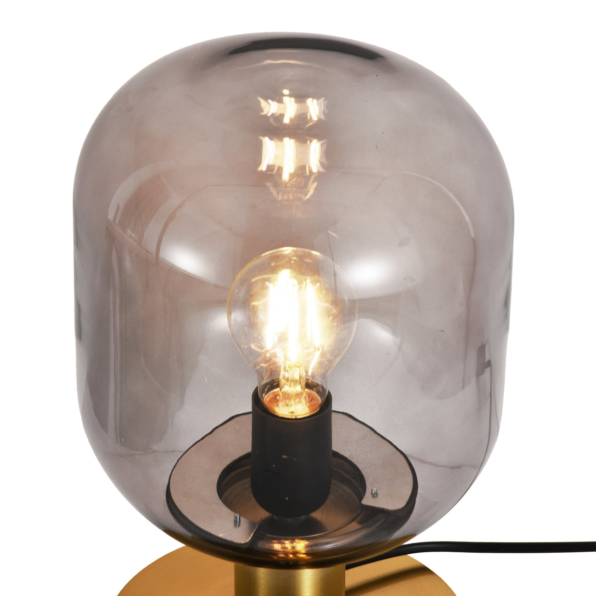 Laura bordlampe - Messing med røgfarvet glas