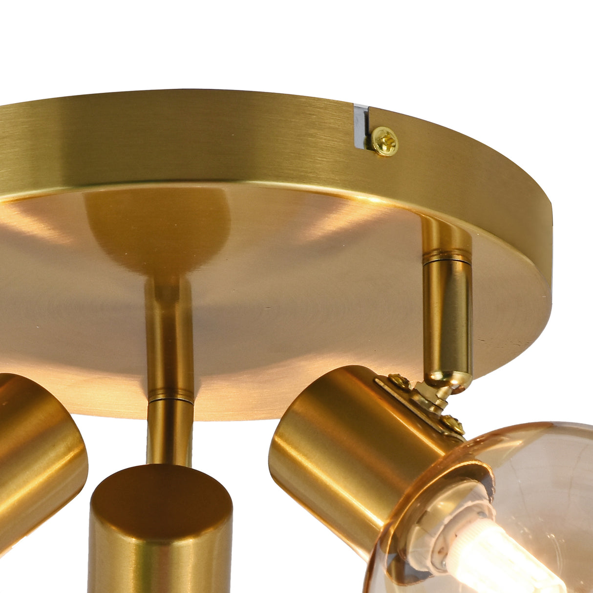 Loftlampe Guld - 3 Ravfarvede Glaskugler - Nora