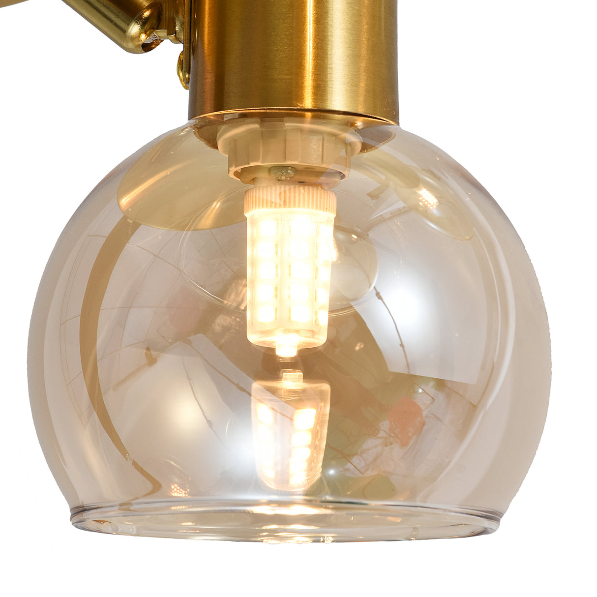Loftlampe Guld - 3 Ravfarvede Glaskugler - Nora