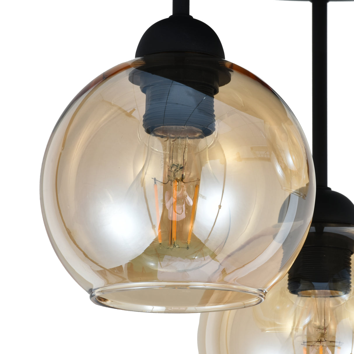 Loftlampe Industriel 3-Pærer Rav Kugle Stue, Soveværelse