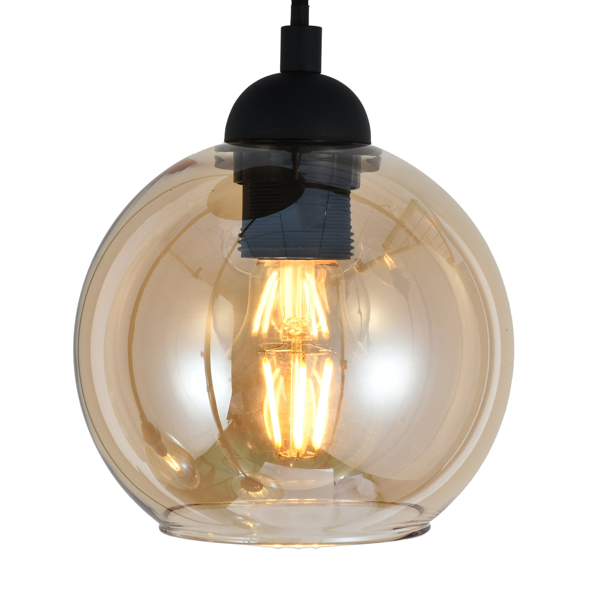 Industriel ravfarvet pendellampe med 4 lyskilder til spisestue, stue eller kontor