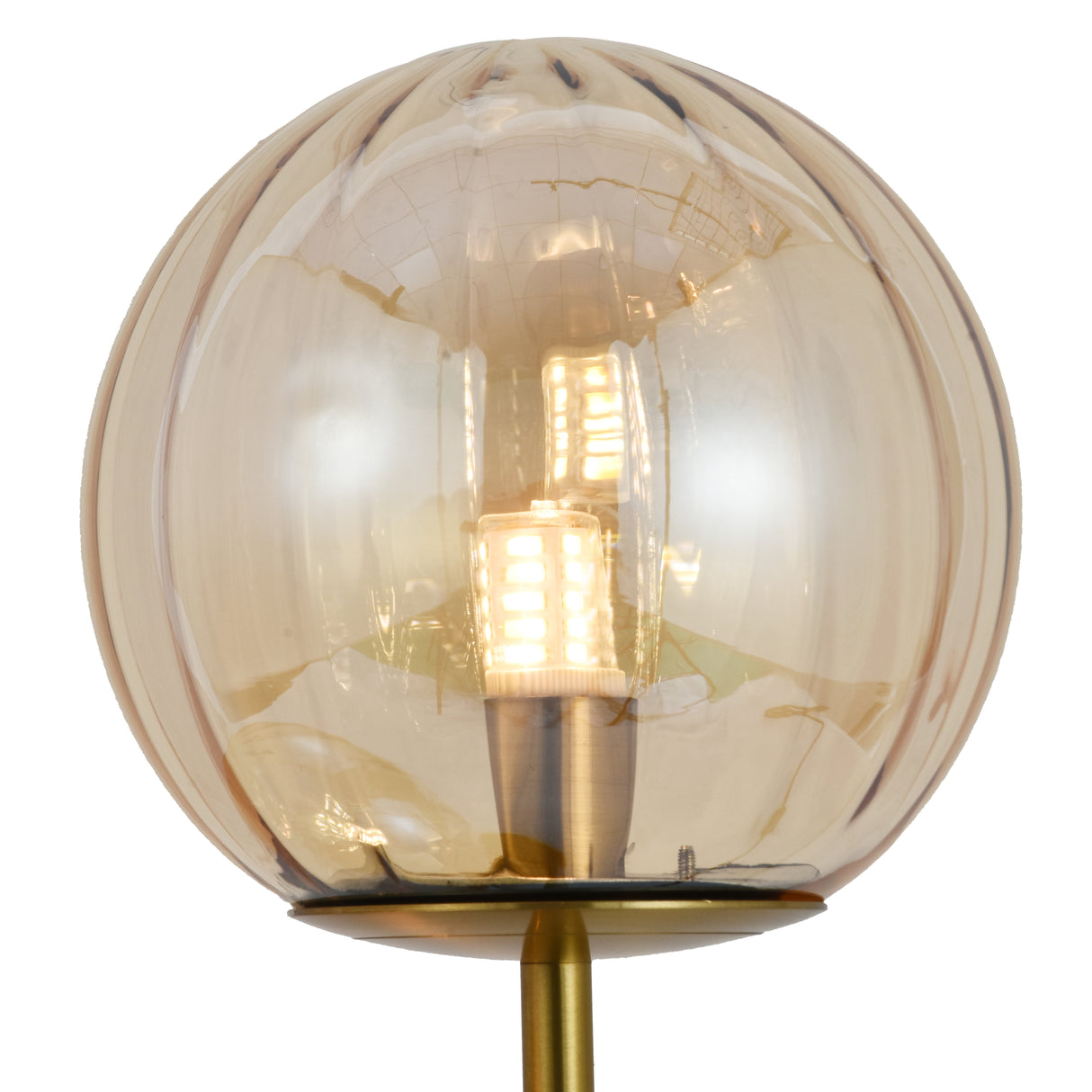 Bordlampe Linda - Messing med ravfarvet glas - 2 lys