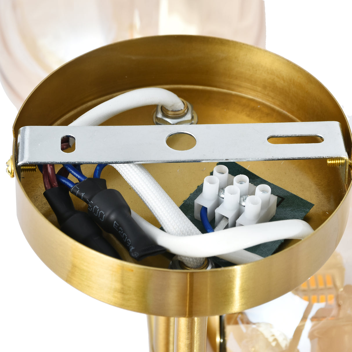 Loftlampe Guld - 4 Ravfarvede Glaskugler - Joy