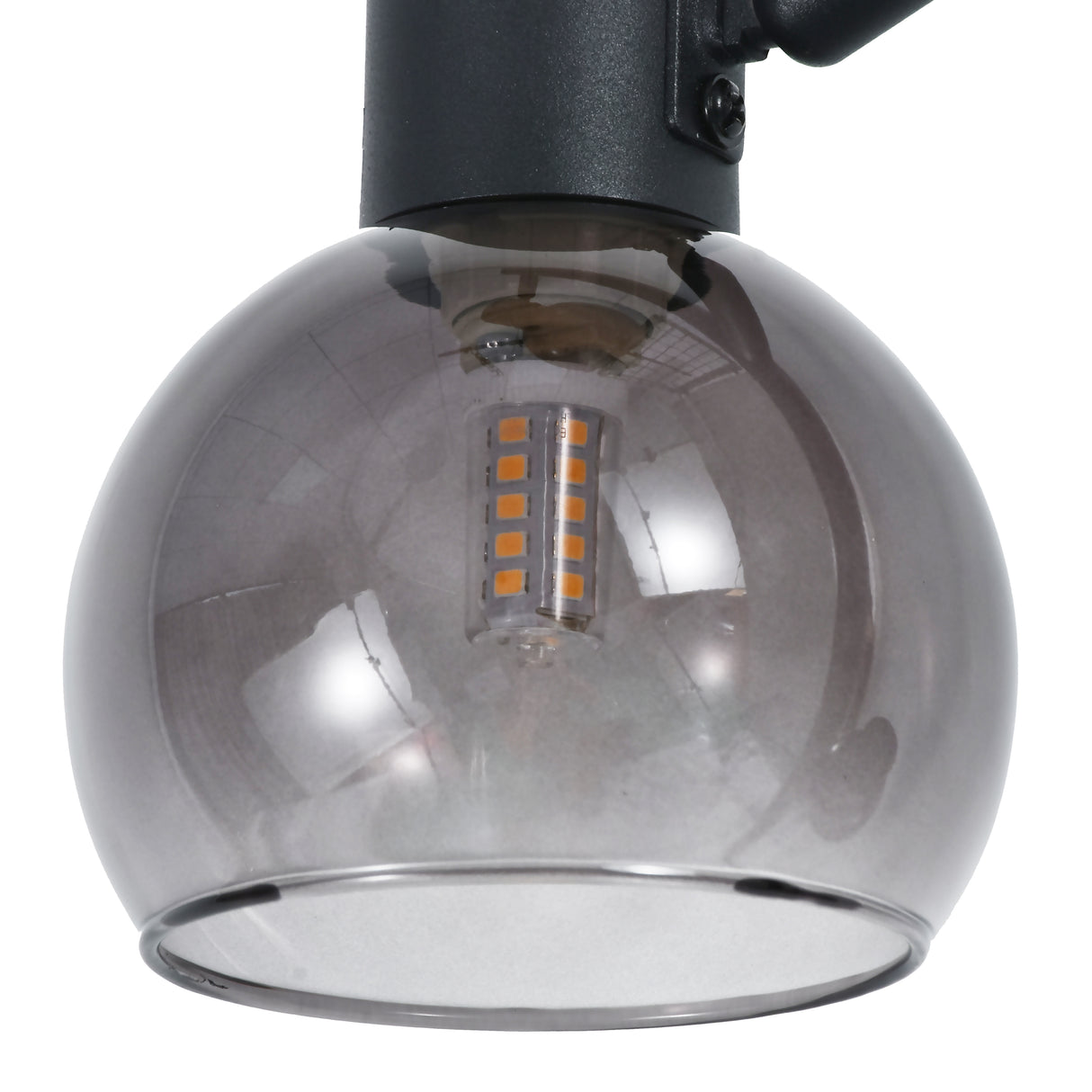 Gulvlampe Fleur - Sort med røgfarvet glas - 3 lys