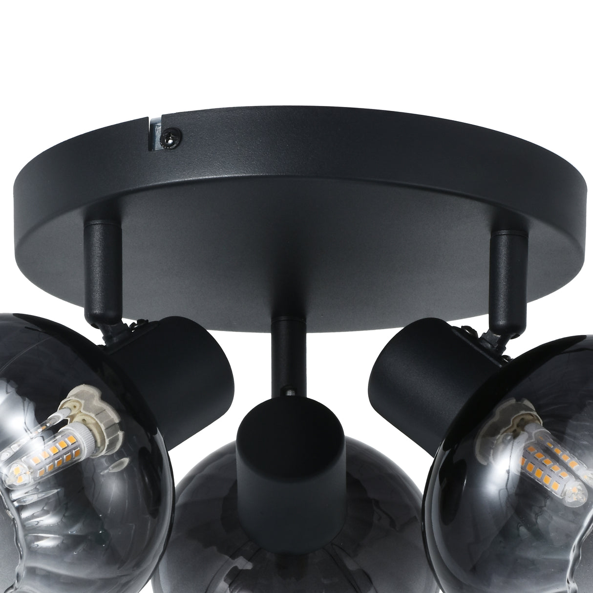 Loftlampe Sort - 3 røgfarvede glaskugler - Yaro