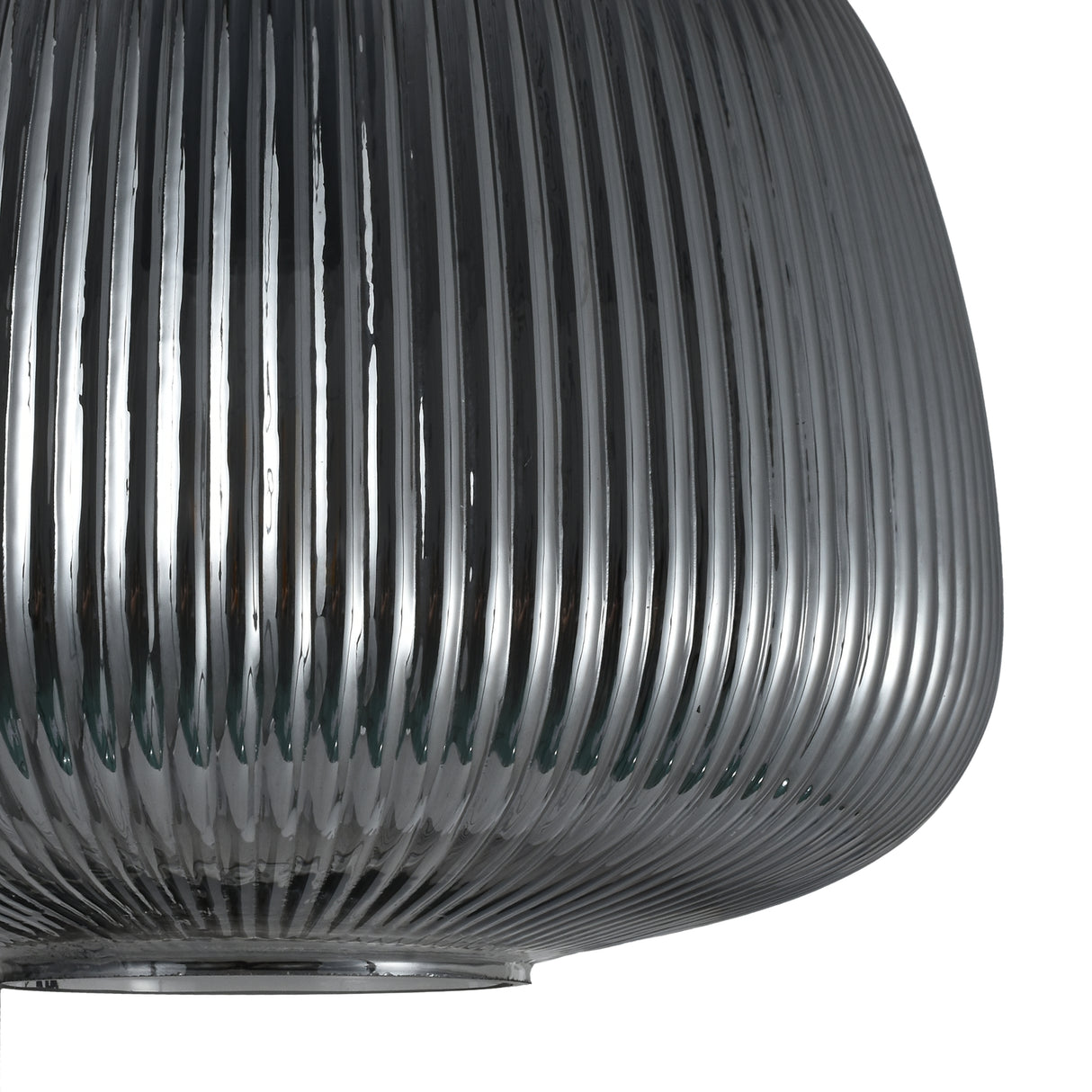 Hængelampe Sort Ribbet Røget Glas – 3 Lys - Arno