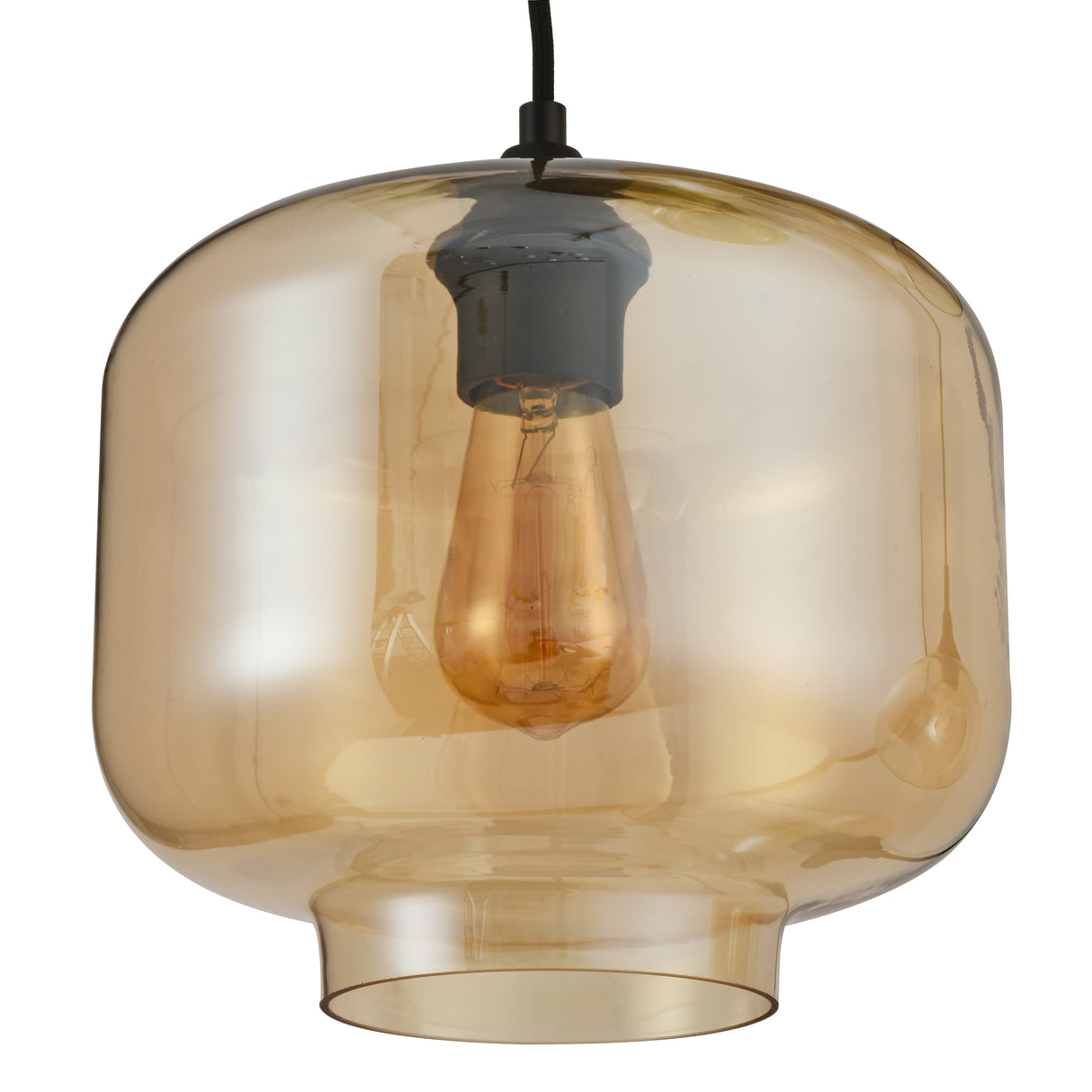 Hængelampe med 5 lys i mix | Røget glas | Industriel | Stue | Spisestue | Røget | Sort