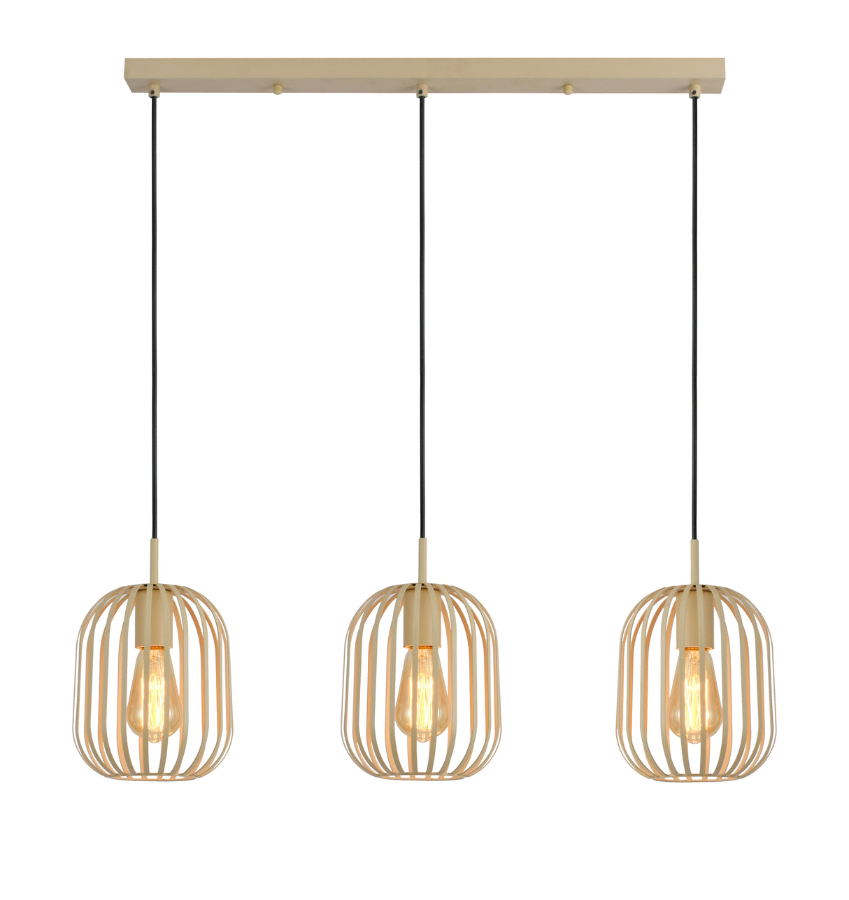 Hanglamp - Beige - 3 Lichts - Langwerpig - Woonkamer - Eetkamer - Nova
