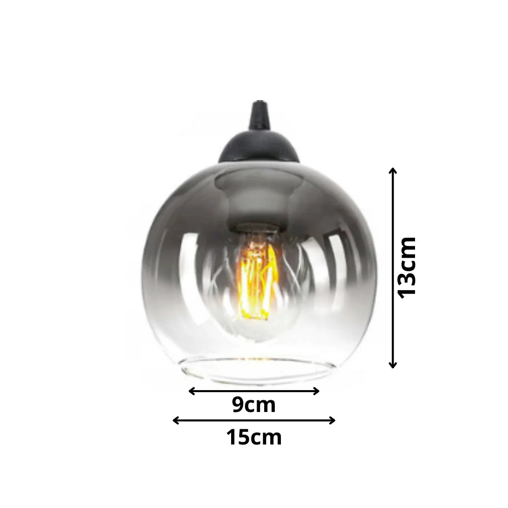 glazen hanglamp zwart met E27 fitting en overlappende cirkels