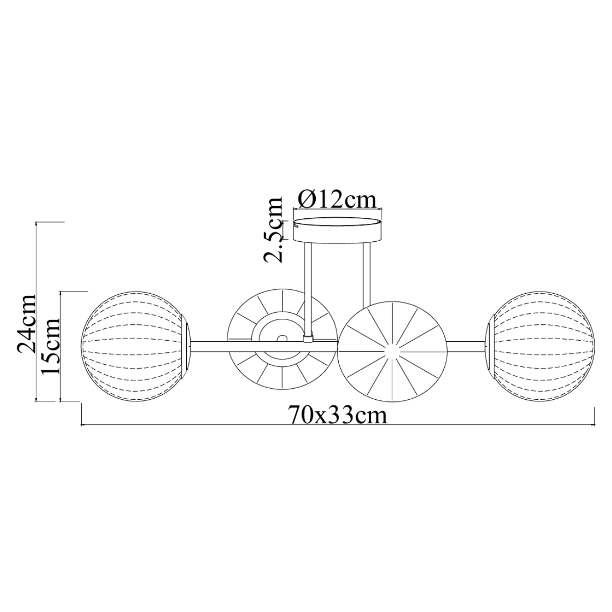 Loftlampe Guld - 4 Ravfarvede Glaskugler - Joy