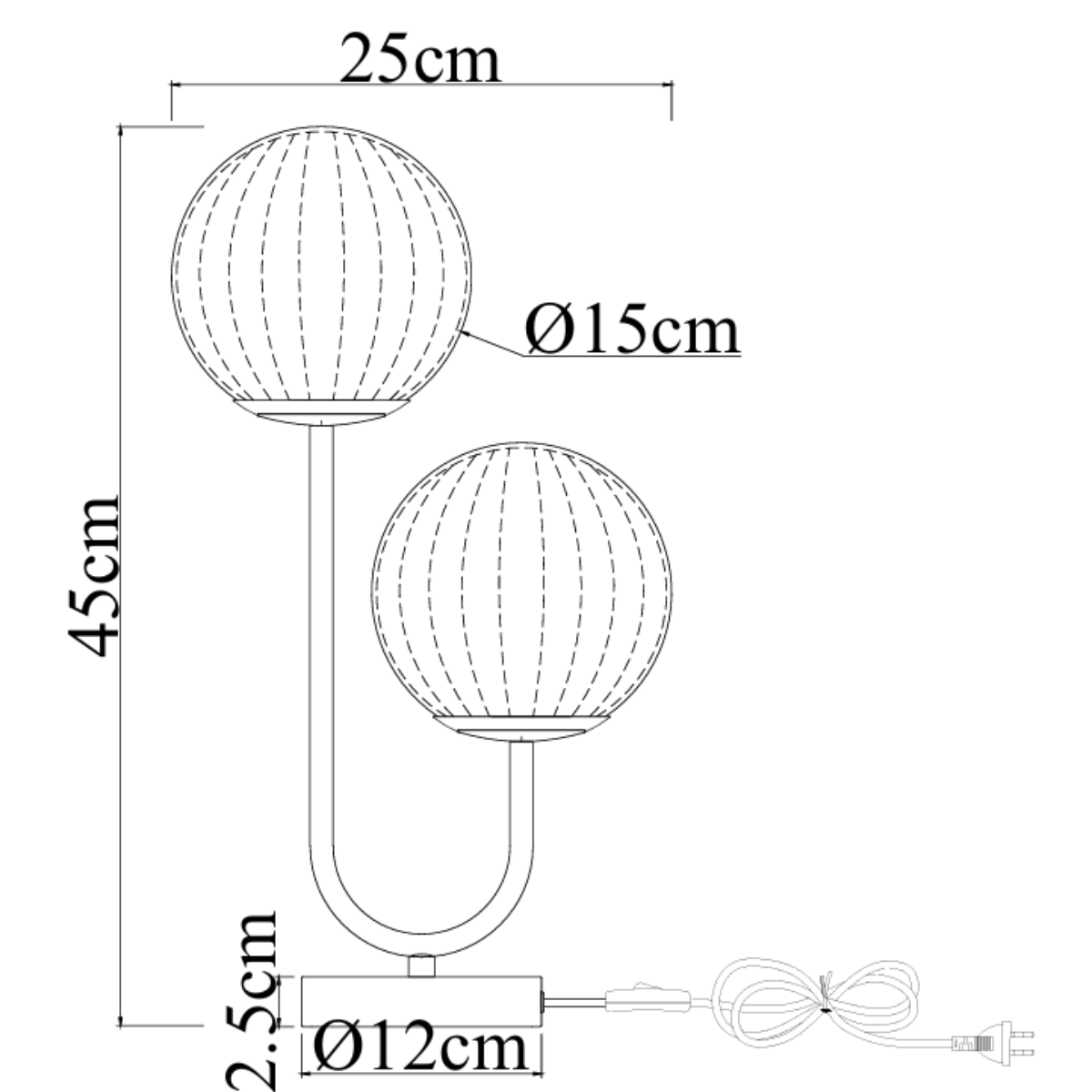 Bordlampe Linda - Messing med ravfarvet glas - 2 lys