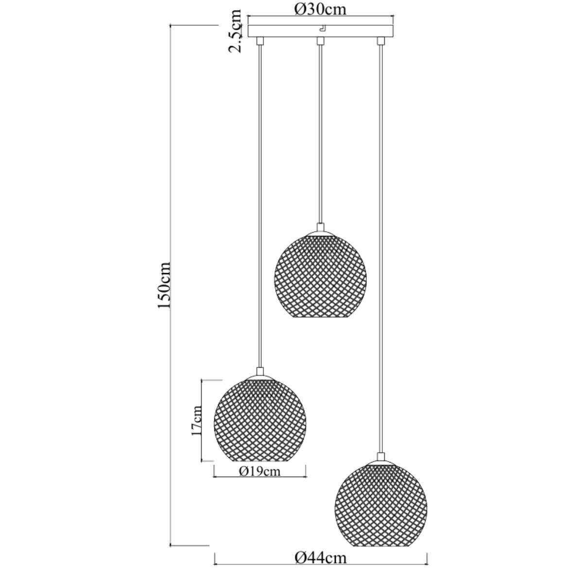 Lisa Pendellampe – 3 Lys – Ribbet Falmet Glas