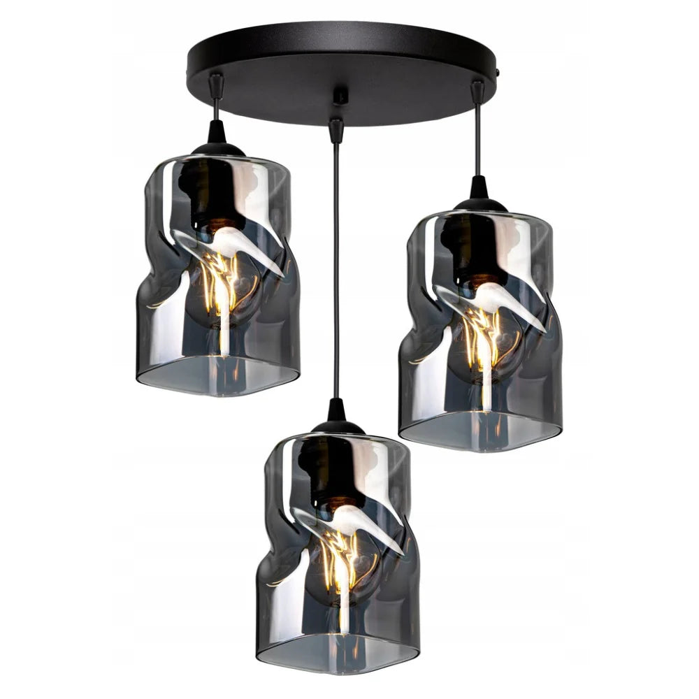 Zwarte industriële hanglamp woonkamer met drie lichtpunten