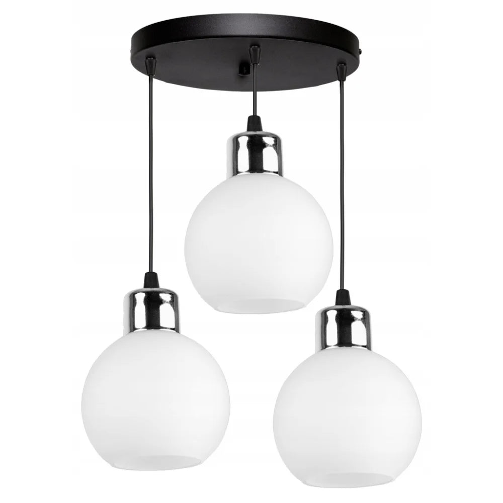 Witte hanglamp 3-lichts met glazen bollen voor woonkamer