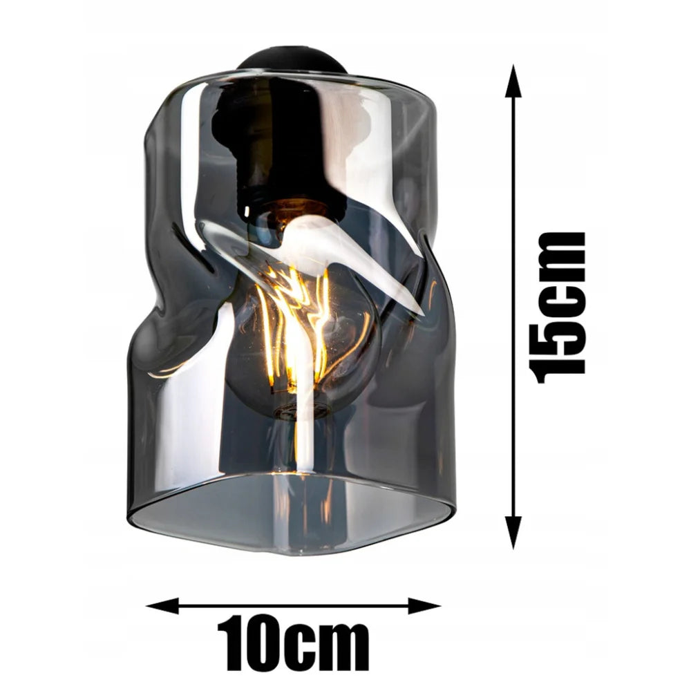 vierkante industriële glazen hanglamp met E27 fittingen