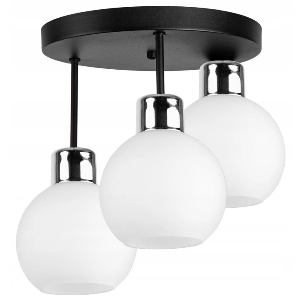plafondlamp wit met drie moderne witte lampenkappen