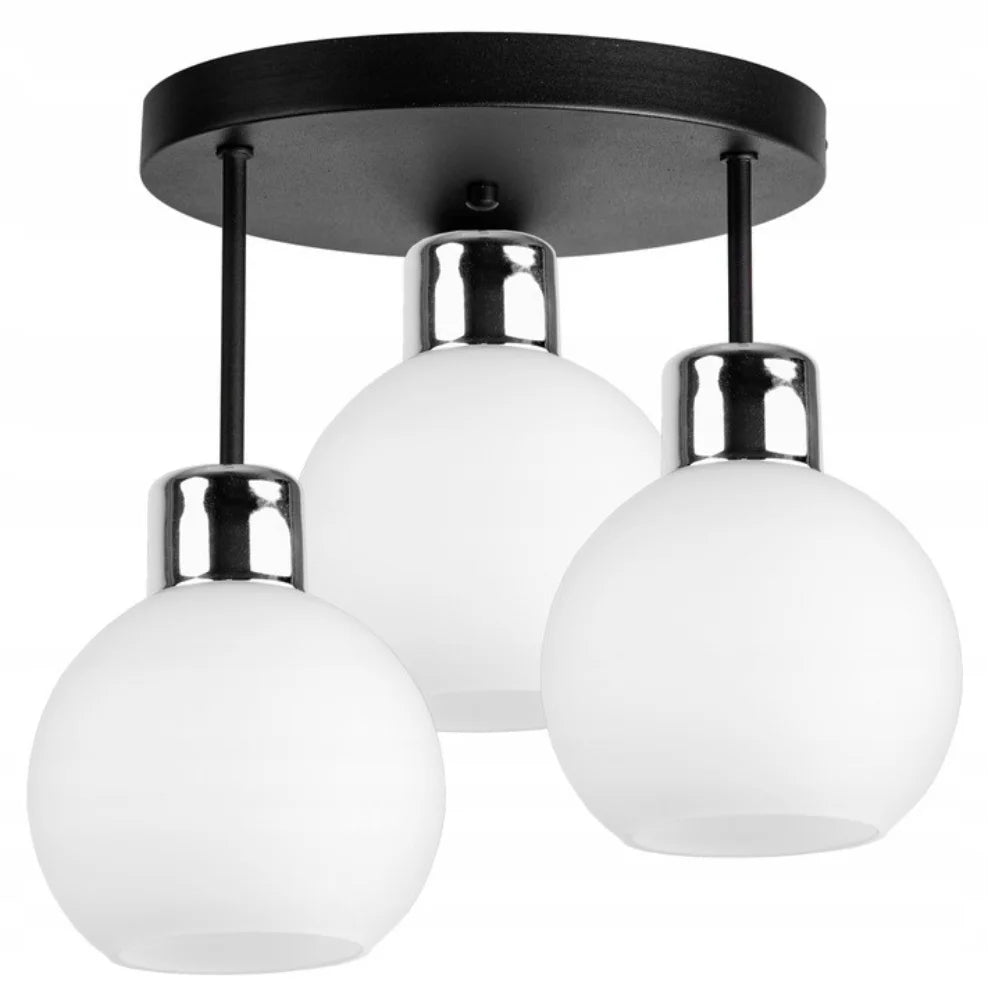 plafondlamp wit met drie moderne witte lampenkappen