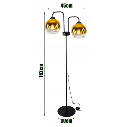 vloerlamp industrieel 2-lamps goud voor woonkamer of hal