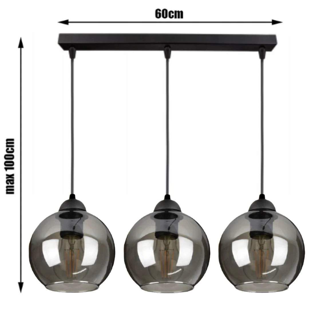 Industriële smoke glas hanglamp zwart woonkamer