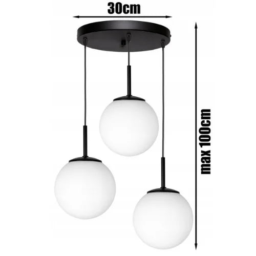 Hanglamp 3-lichts zwart wit voor eetkamer met ronde plaat