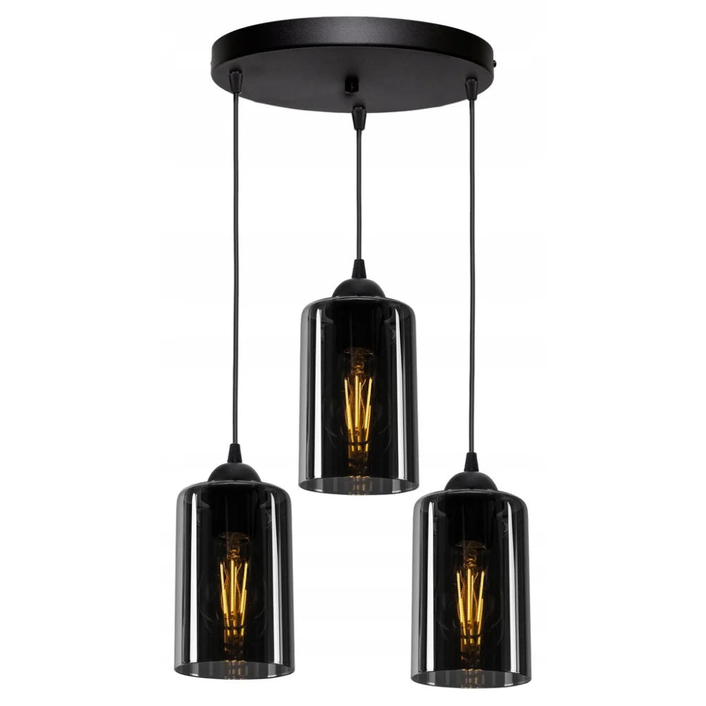 rookglas hanglamp zwart met smoke glas voor woonkamer