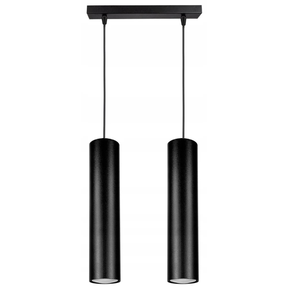 hanglamp zwart industrieel 2-lamps E27 boven eettafel