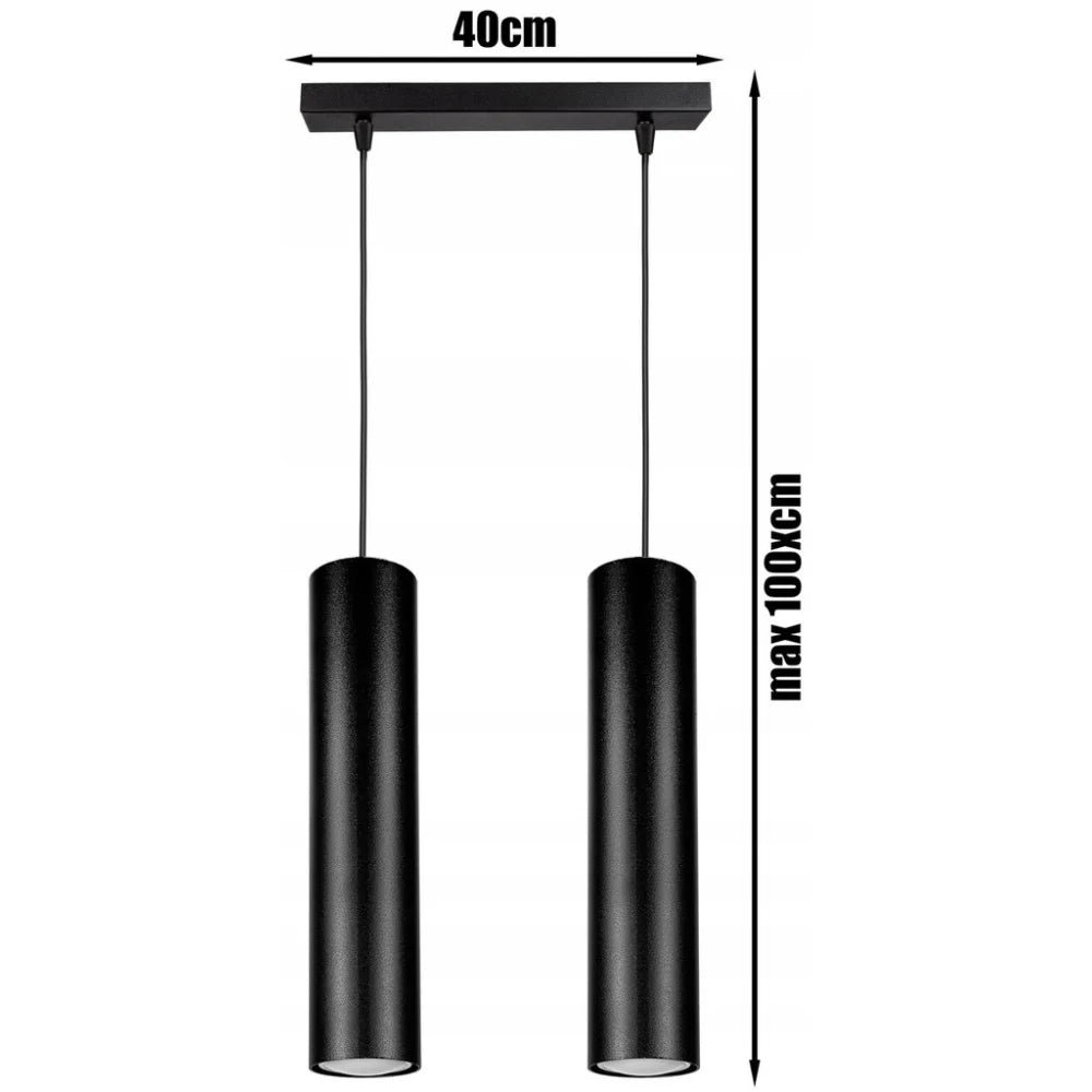 hanglamp zwart industrieel 2-lamps E27 boven eettafel