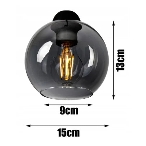 Wandlamp industrieel zwart met smoke glas voor woonkamer