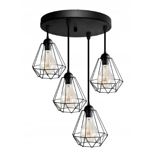 zwarte 4 lichts hanglamp industrieel boven eettafel