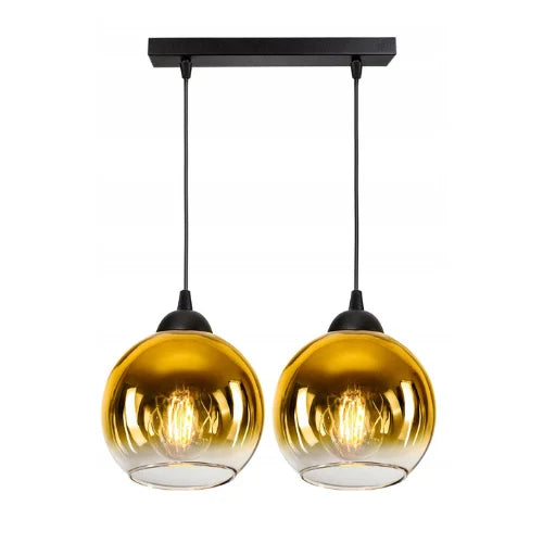 Hanglamp 2 lampen goud industrieel voor eettafel of hal