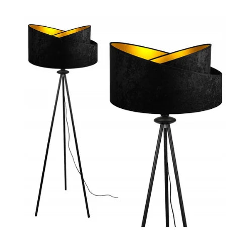 vloerlamp stoffen kap zwart goud voor woonkamer of hal