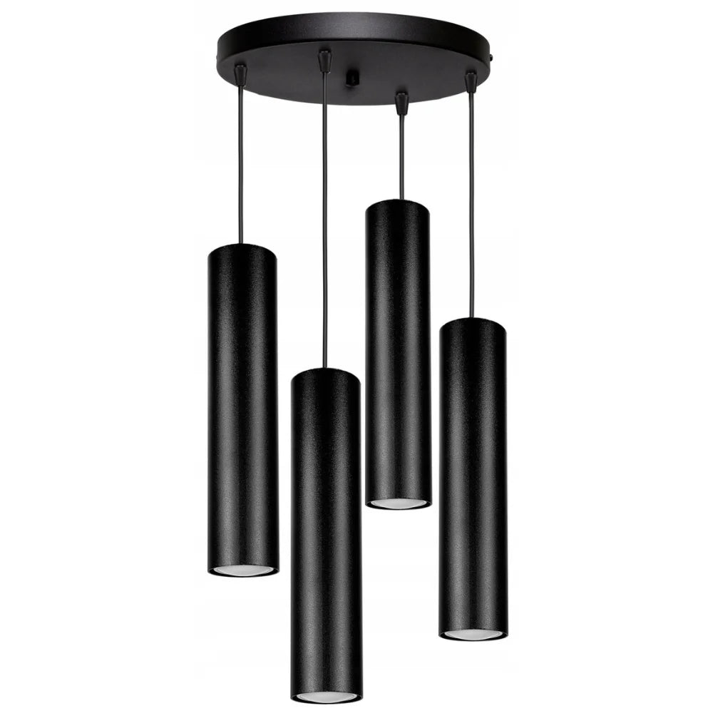 Hanglamp zwart industrieel voor ronde eettafel 4-lamps